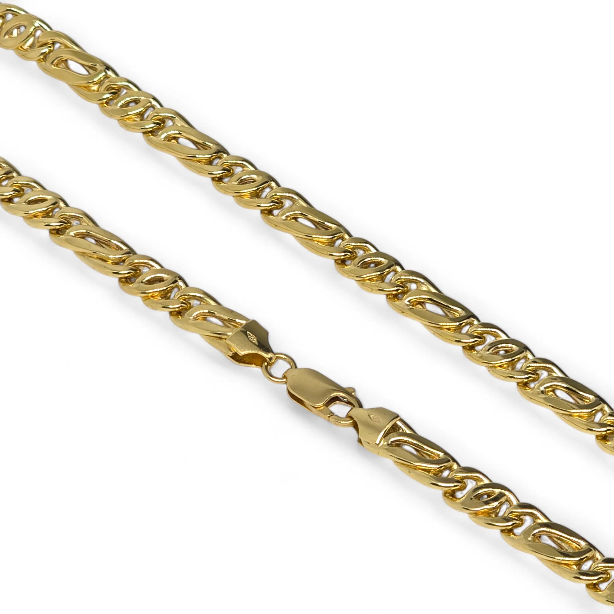 Collana in oro 18 carati maglia piatta mista alternata