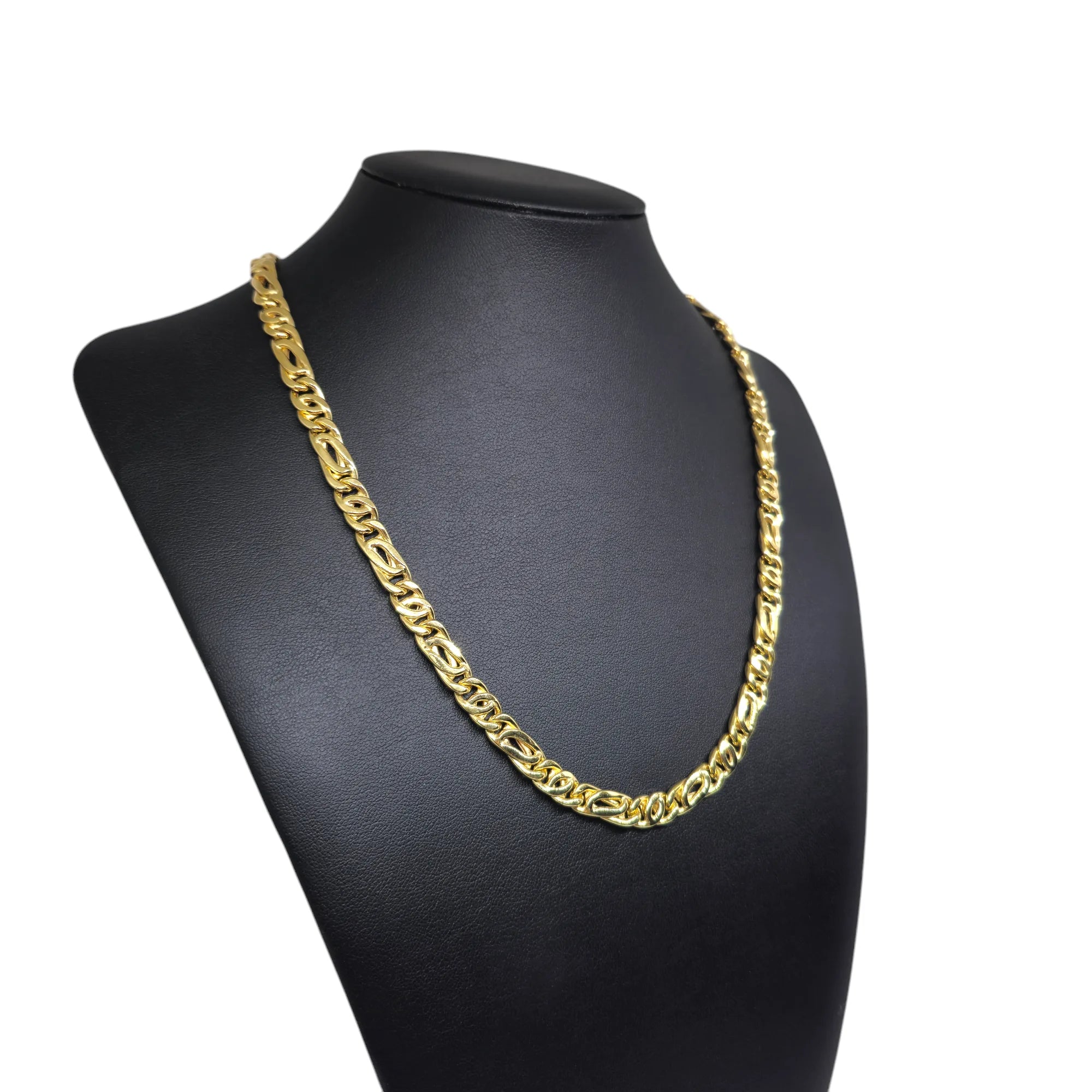 Collana in oro 18 carati maglia piatta mista alternata