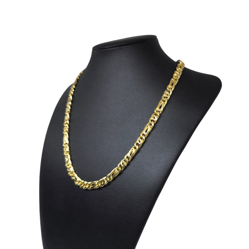 Collana in oro 18 carati maglia piatta mista alternata