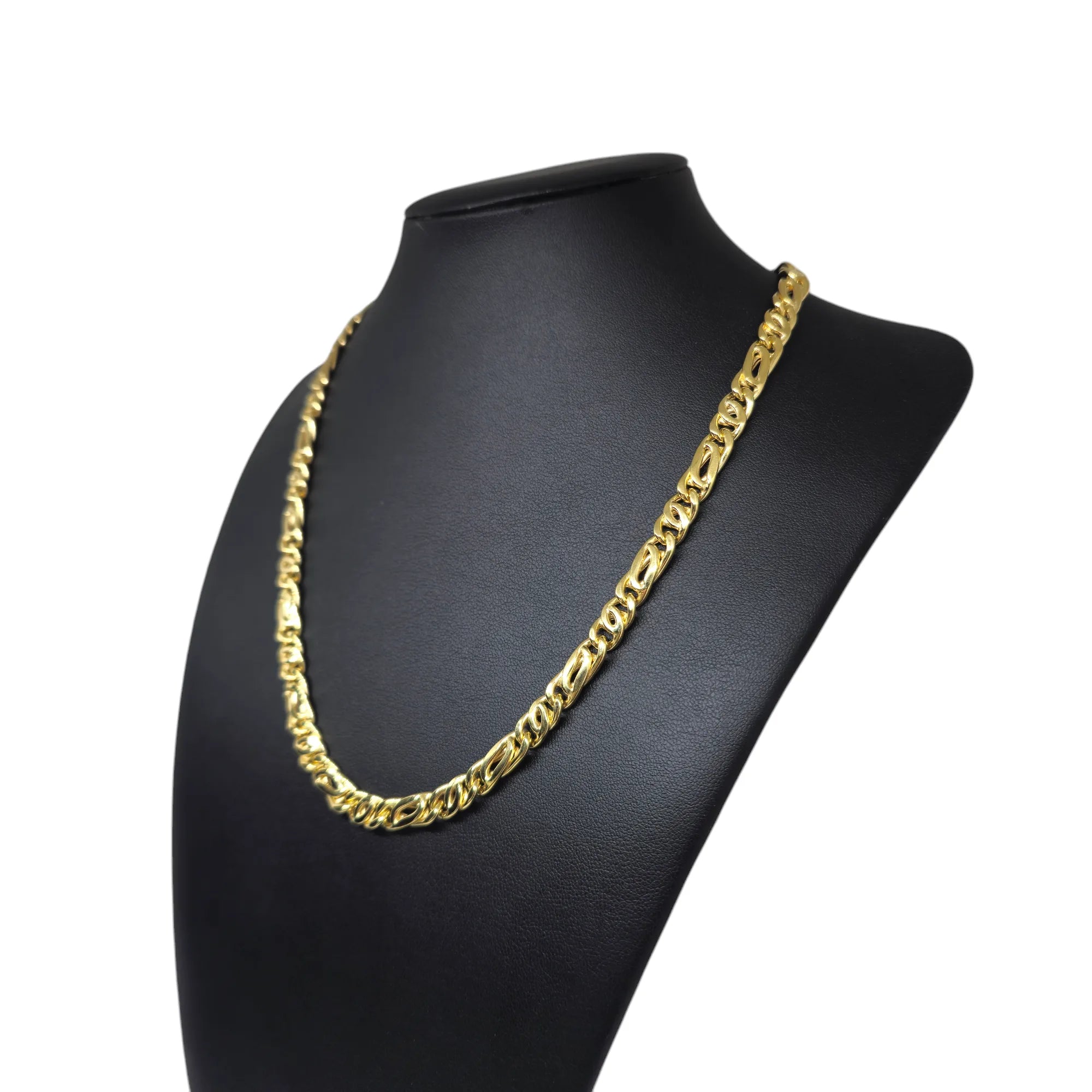 Collana in oro 18 carati maglia piatta mista alternata