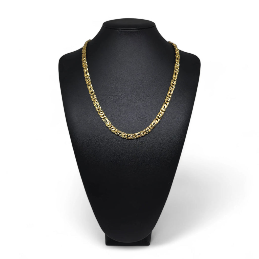 Collana in oro 18 carati maglia piatta mista alternata