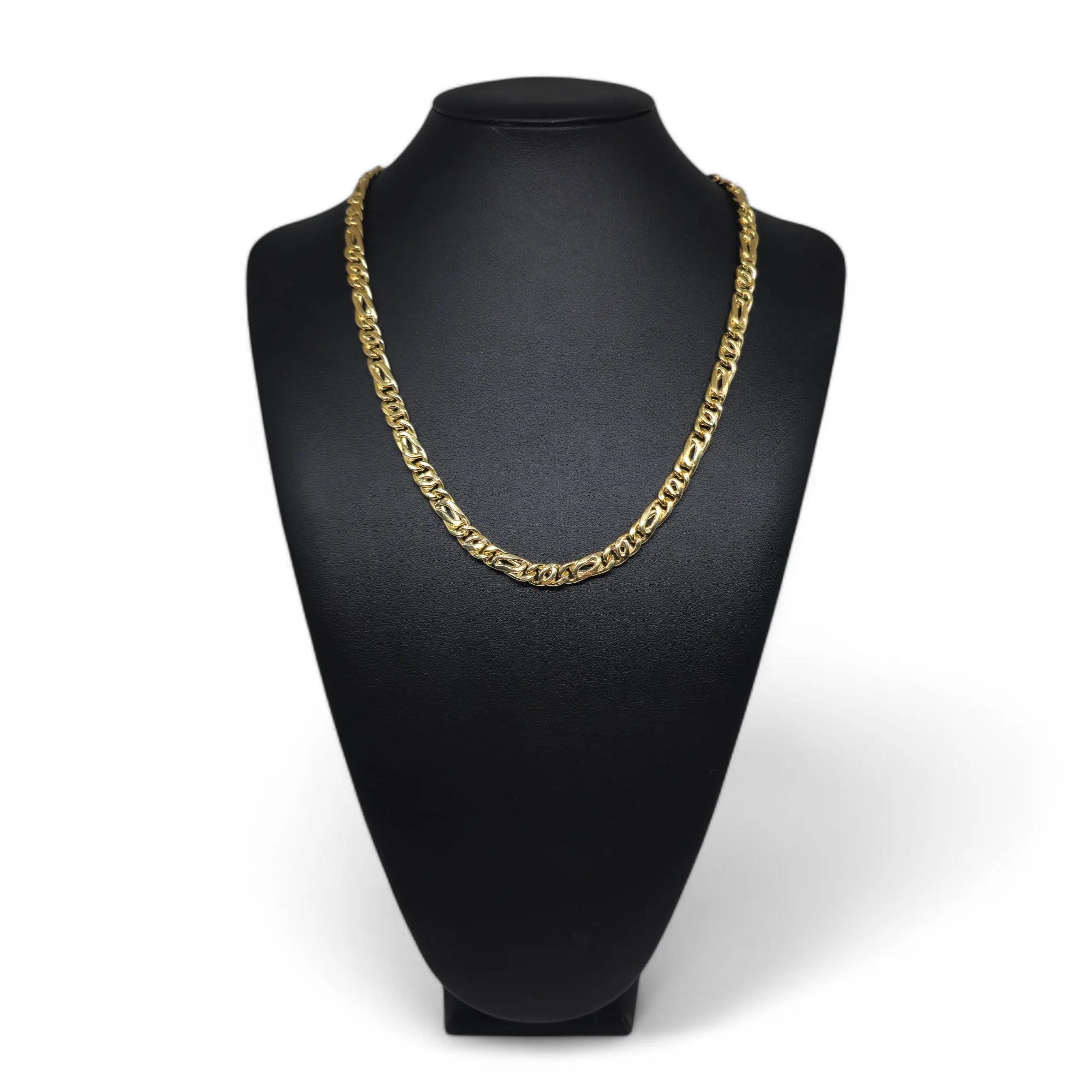 Collana in oro 18 carati maglia piatta mista alternata