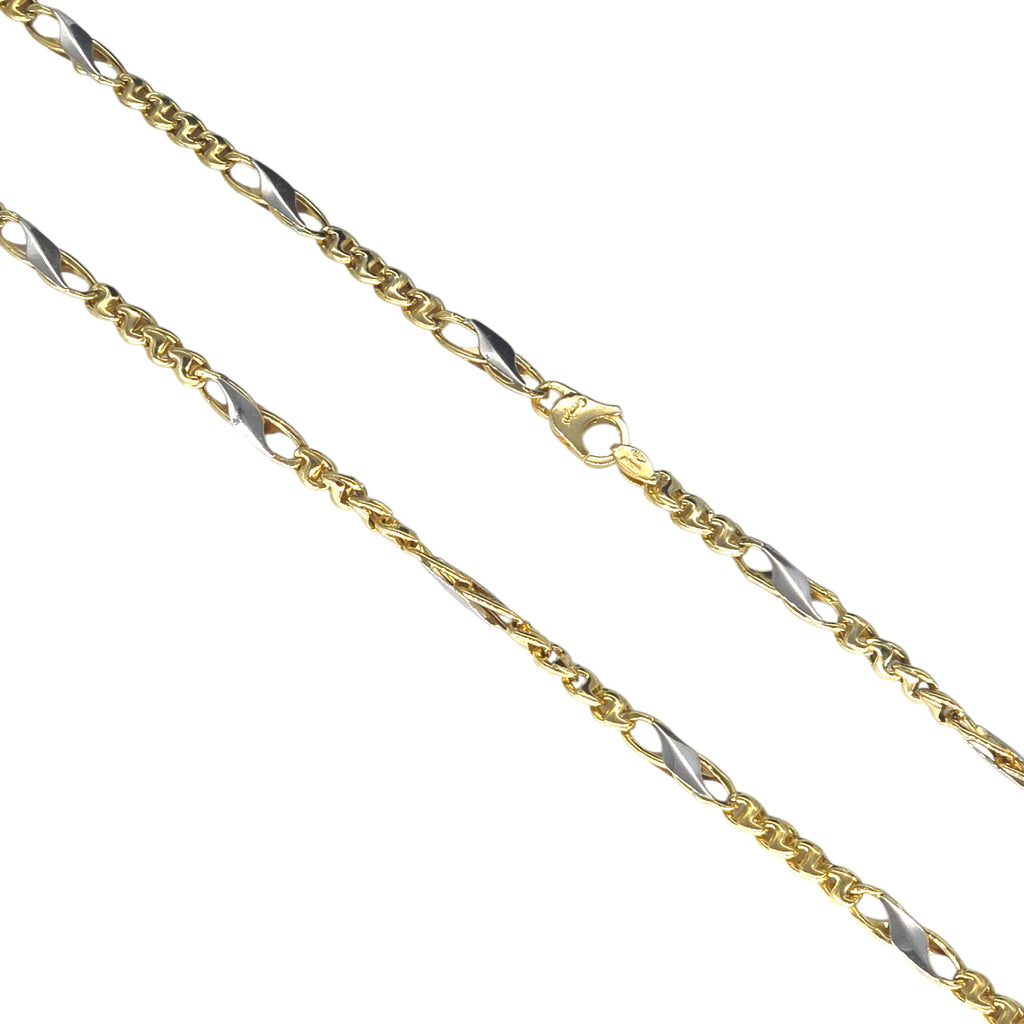 Collana in oro 18kt bicolore maglia 4+1