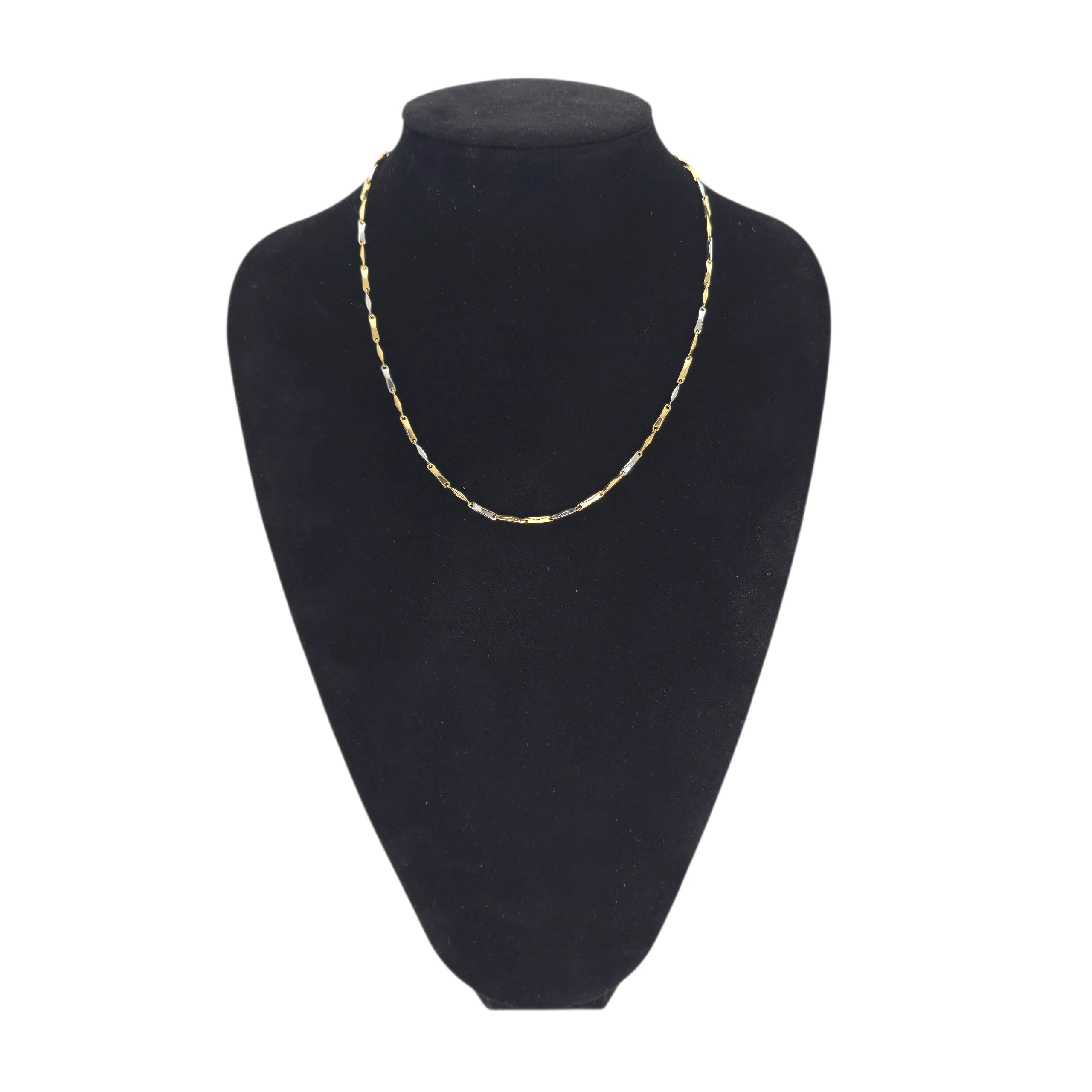 Collana in oro 18kt bicolore maglia stile moderno