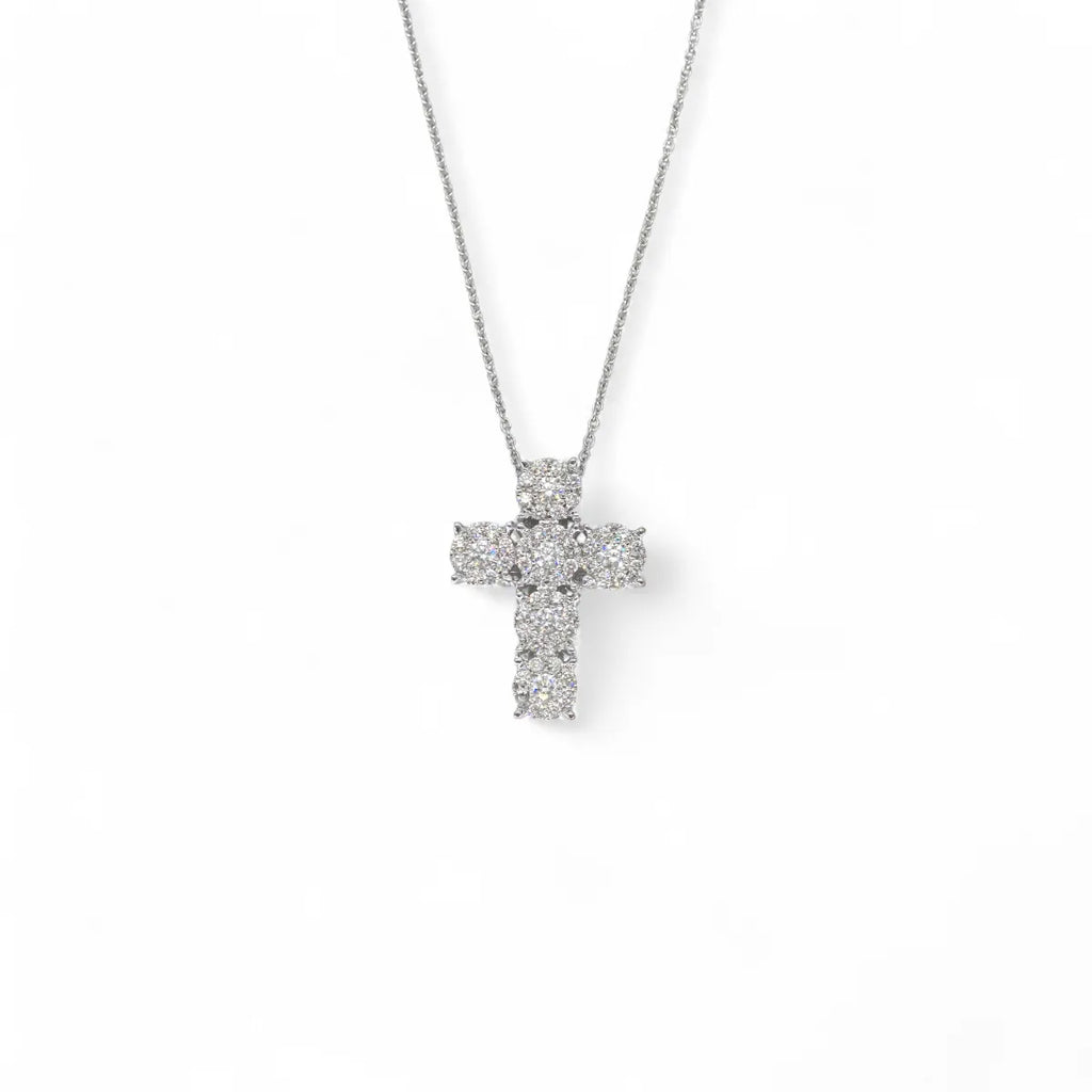 Collana in oro 18kt con pendente croce di diamanti bianchi