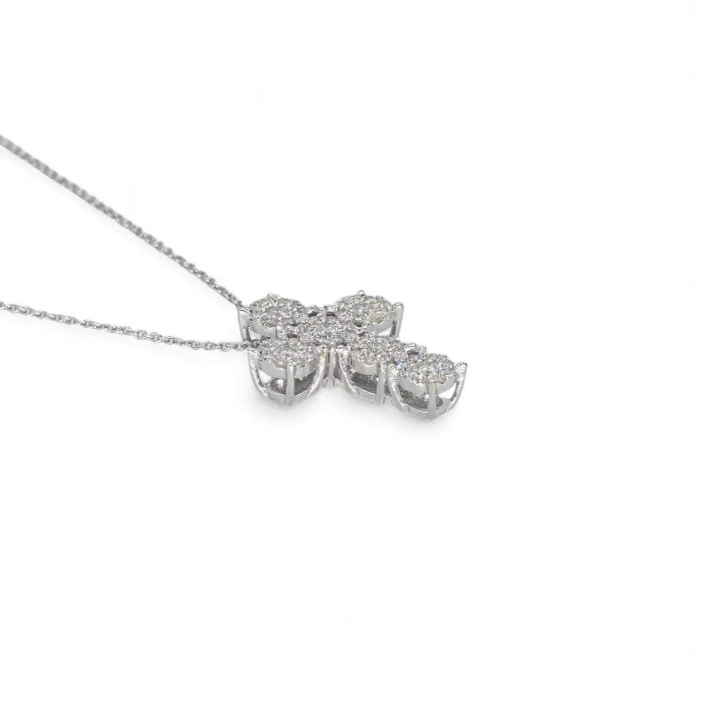 Collana in oro 18kt con pendente croce di diamanti bianchi