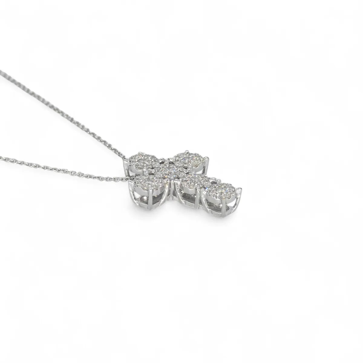 Collana in oro 18kt con pendente croce di diamanti bianchi