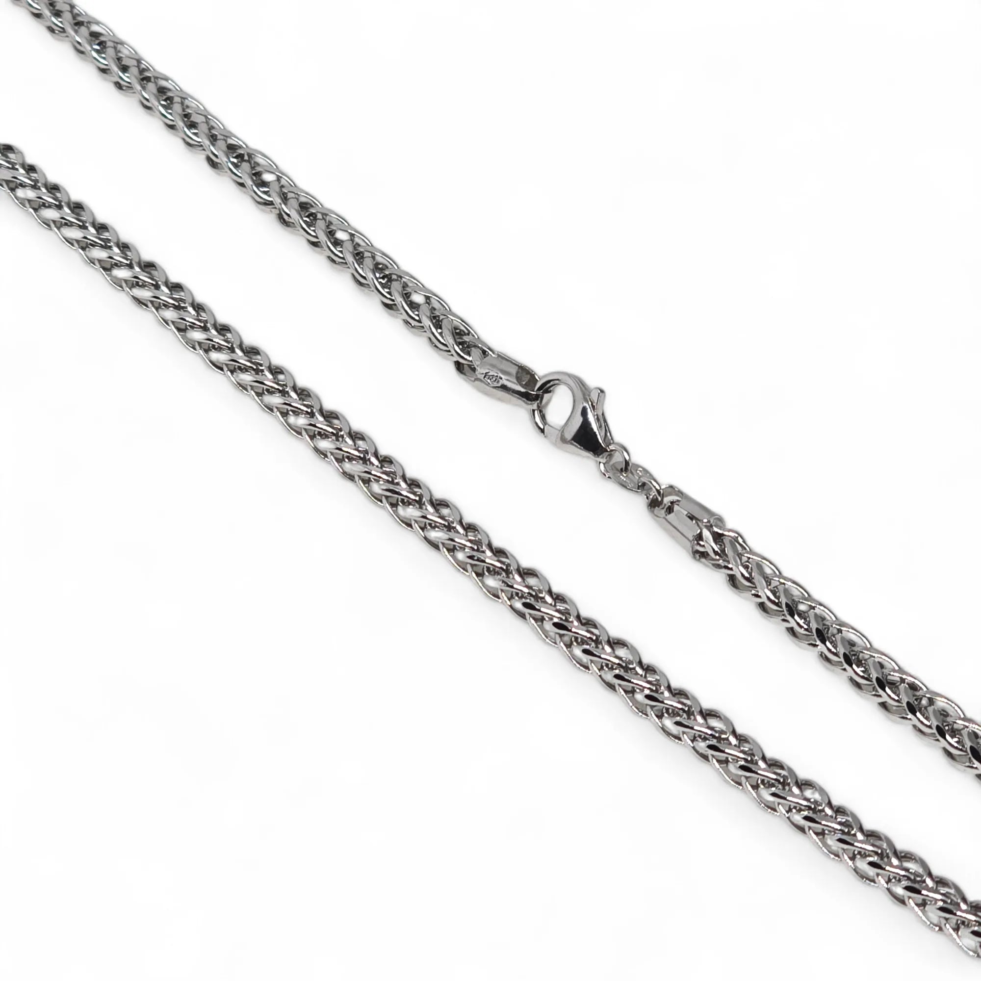 Collana unisex in oro bianco 18 carati con maglia a spiga
