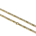 Collana in oro giallo 18 carati maglia piatta mista martellata
