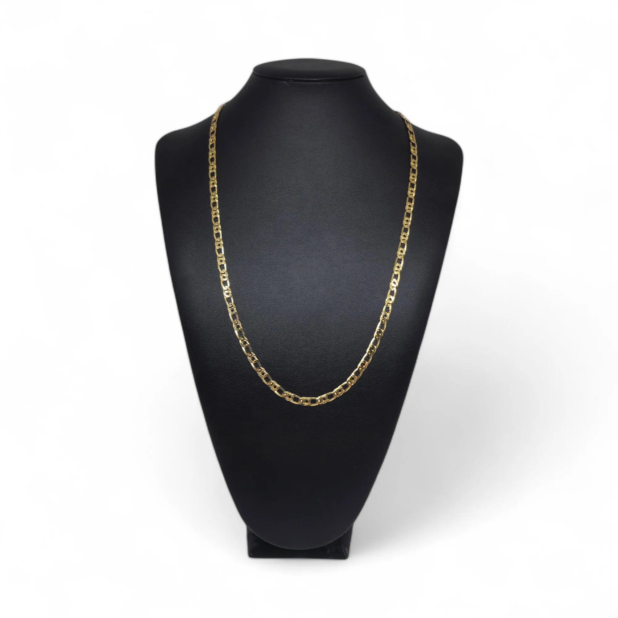 Collana in oro giallo 18 carati maglia piatta mista martellata