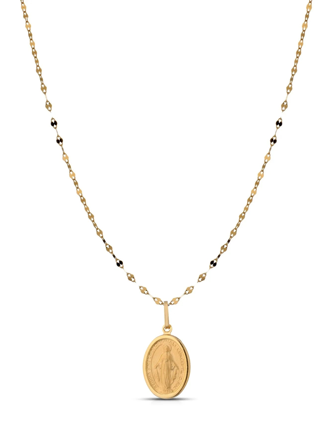 Collana in oro giallo 18kt con ciondolo Madonna Miracolosa