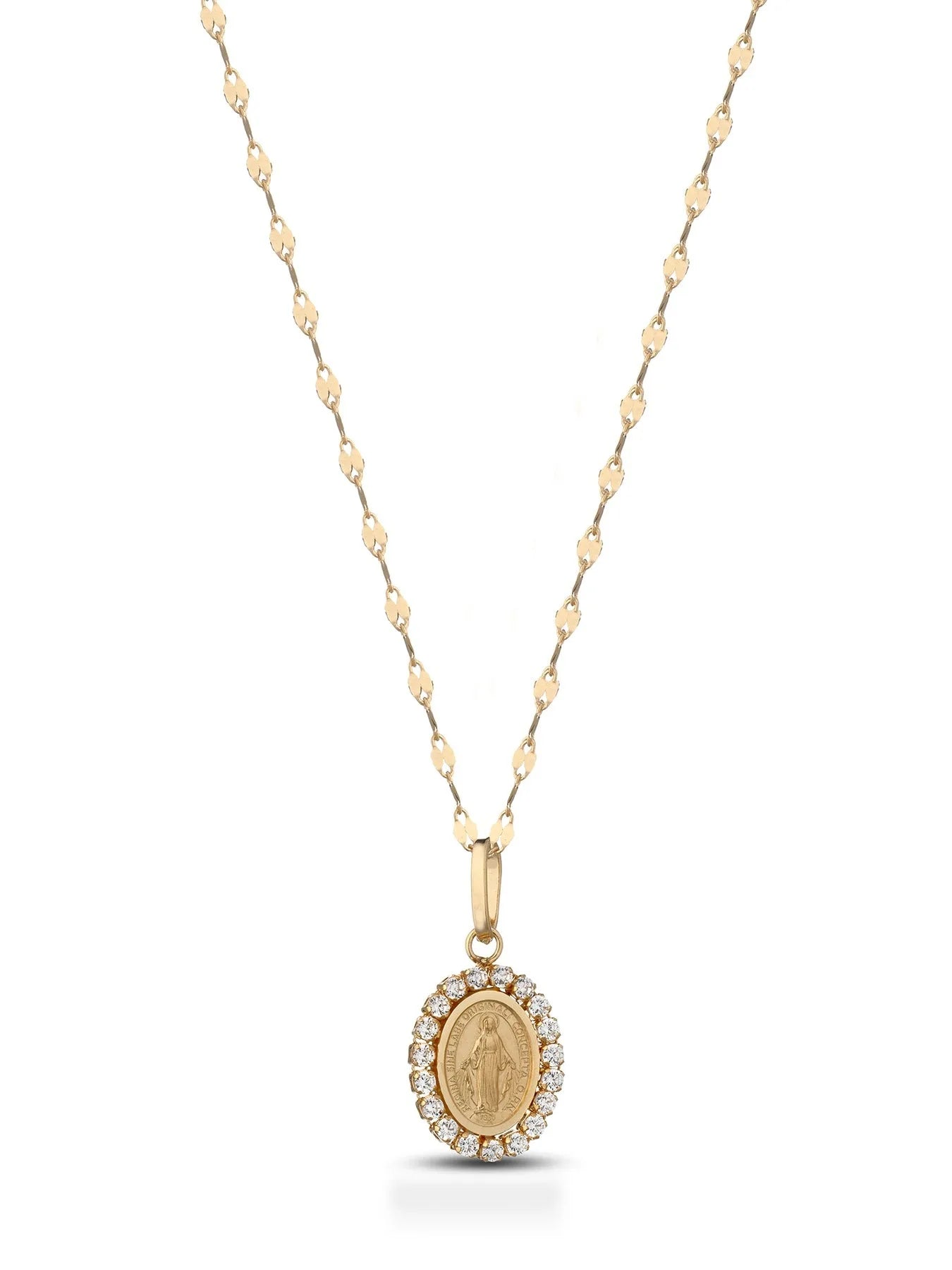 Collana in oro giallo 18kt con ciondolo Madonna Miracolosa