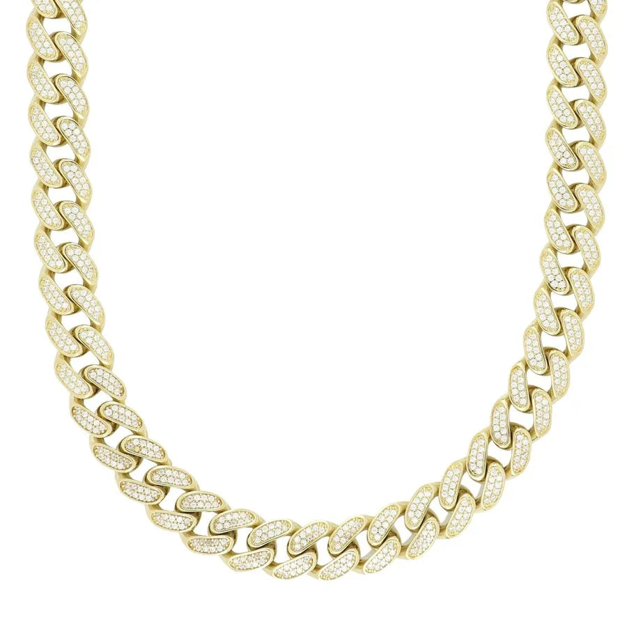 Halskette aus 18 Karat Gelbgold mit Ankerkettenmuster und Zirkonia