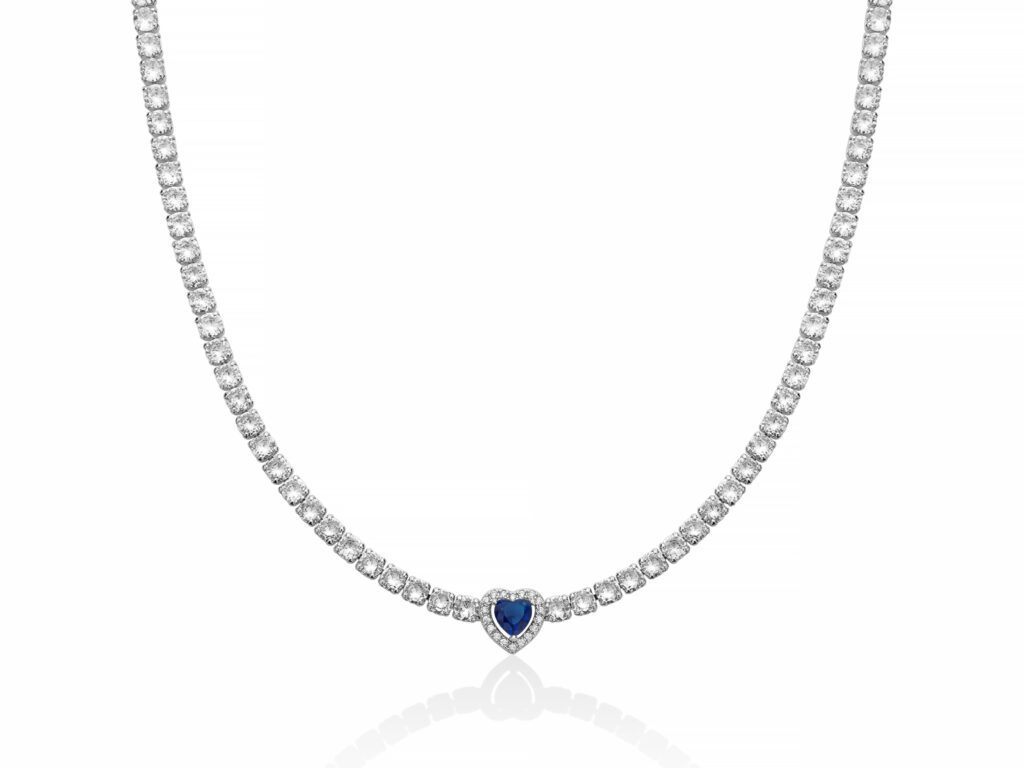 Collana kiara donna in acciaio ottone e zirconi con cuore kcld3962b