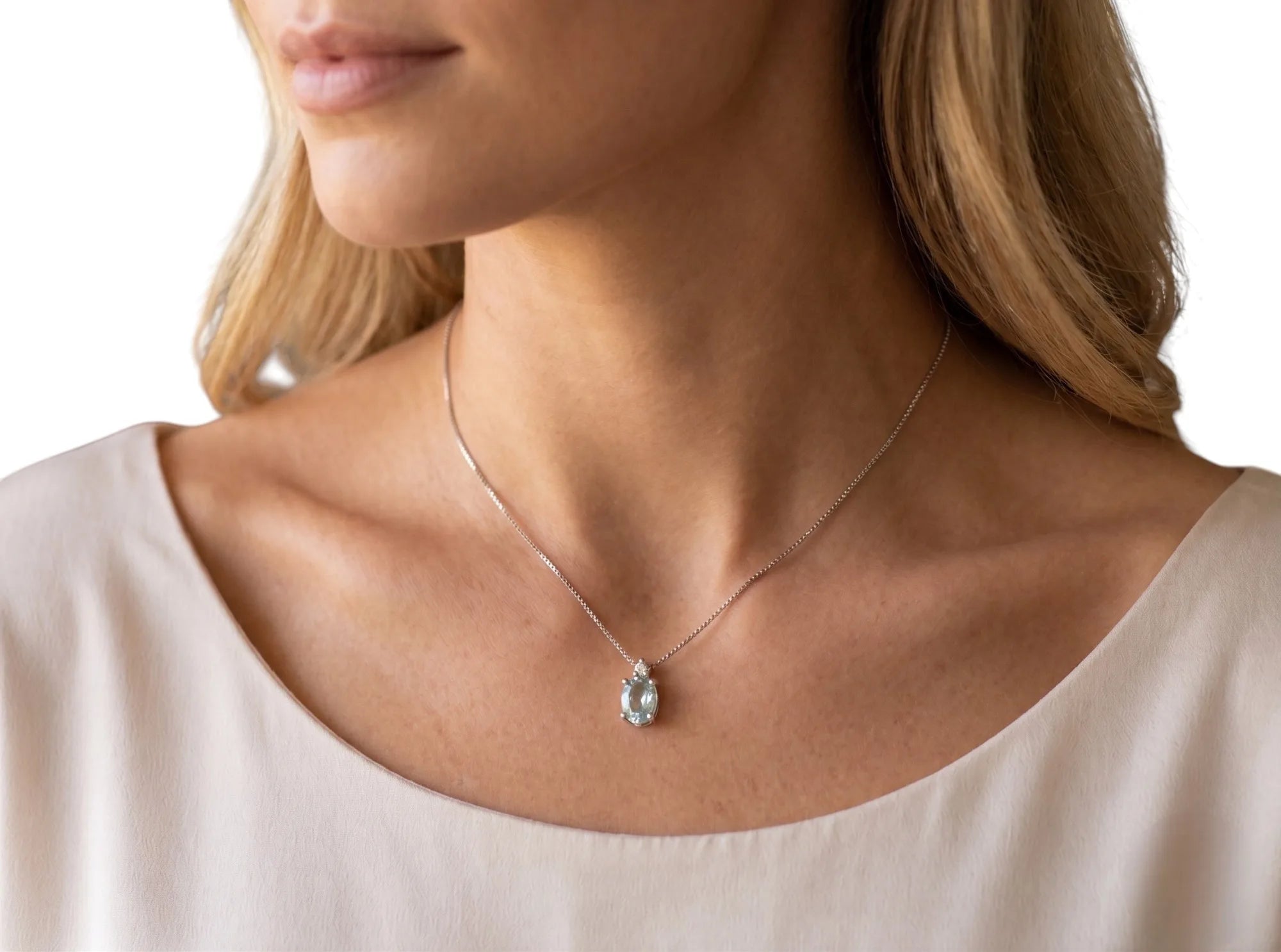 Halskette Kioto für Damen aus 9 Karat Gold mit Aquamarin