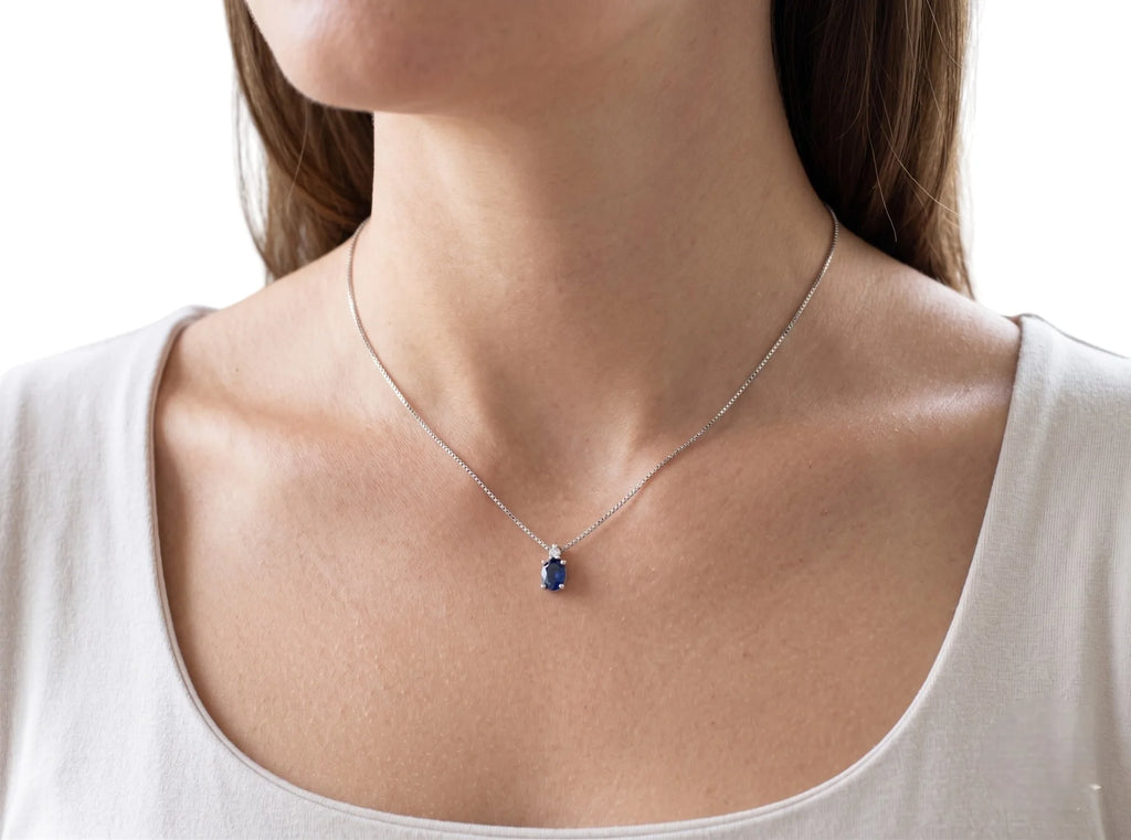 Collana kioto donna in oro 9kt con zaffiro blu