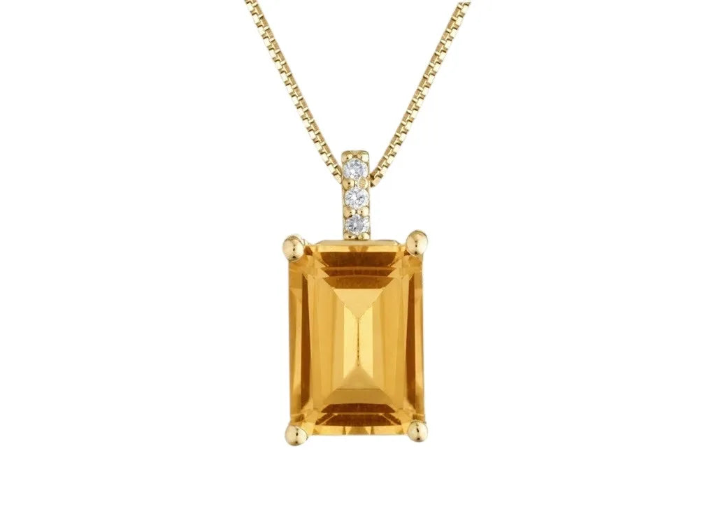 Collana kioto donna in oro 9kt topazio citrino rettangolare
