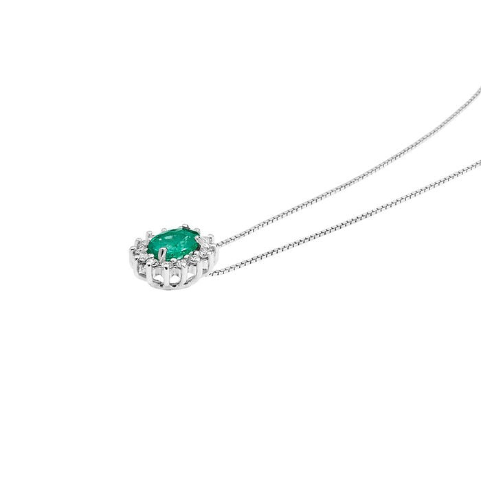Collana oro bianco con smeraldo e diamanti Comete gioielli Contessa donna GLB 1569
