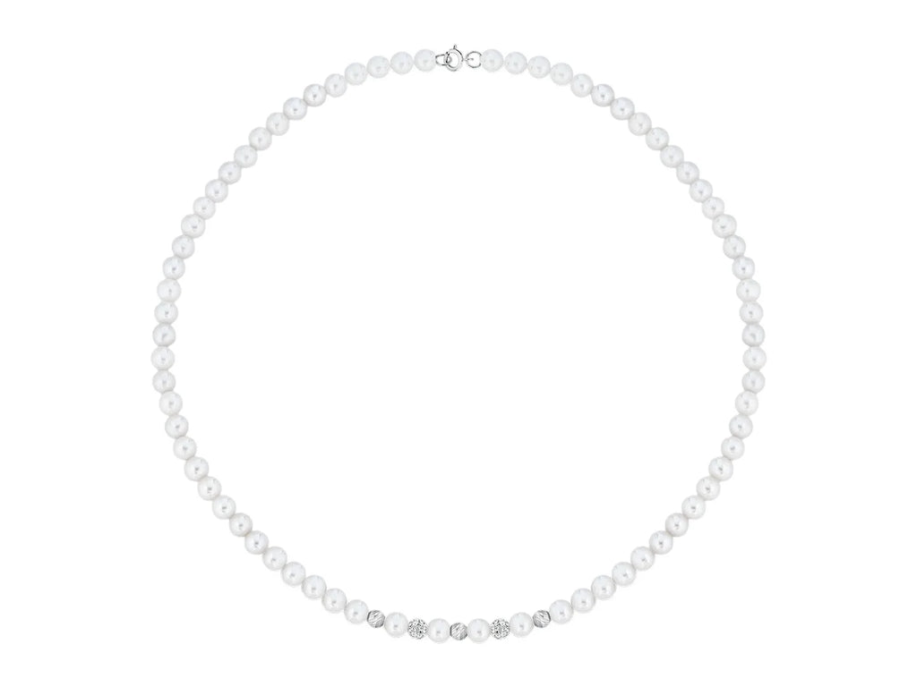 Collana perle Kioto con 5 sfere e chiusura oro 9kt