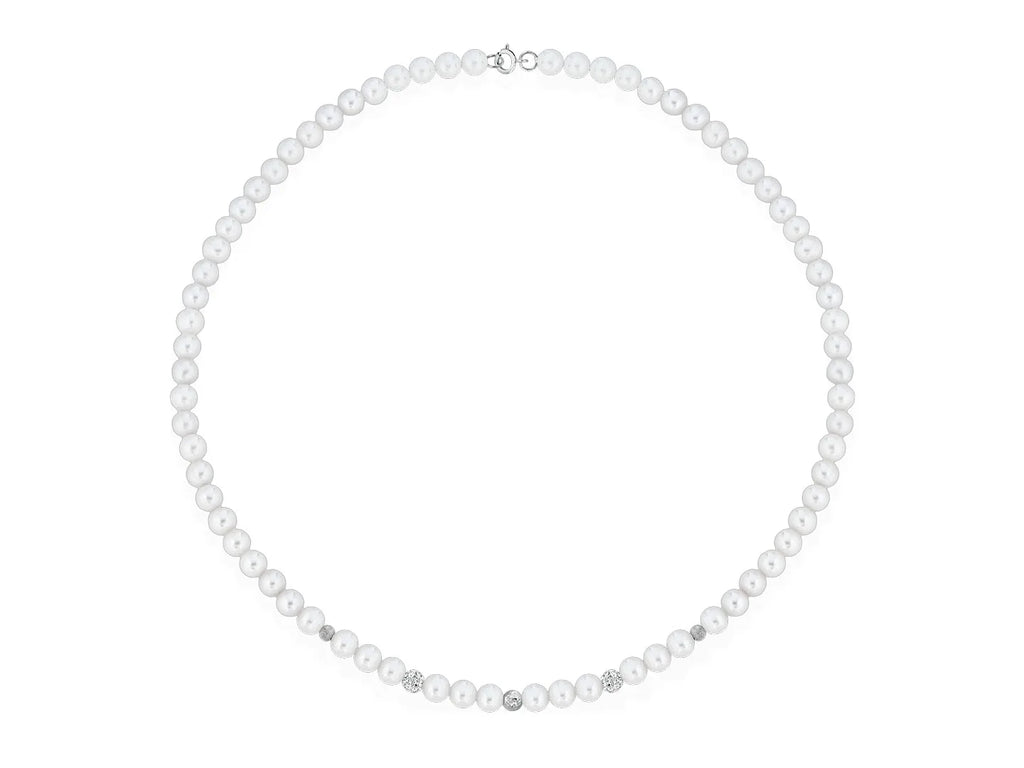 Collana perle Kioto con sfere argentate chiusura 9kt