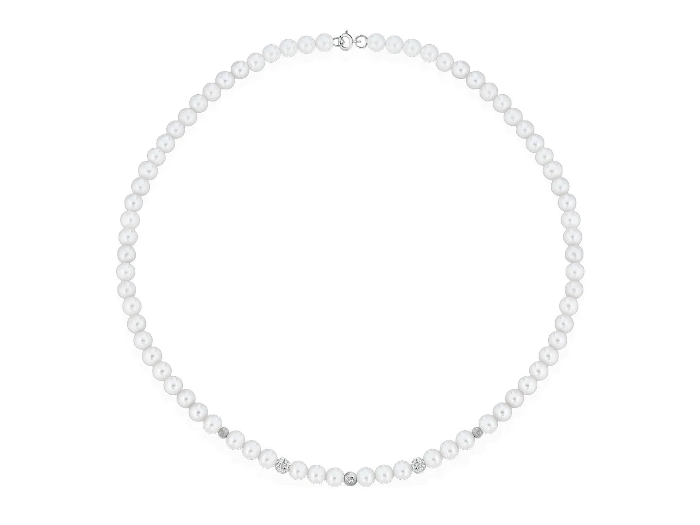 Collana perle Kioto con sfere argentate chiusura 9kt