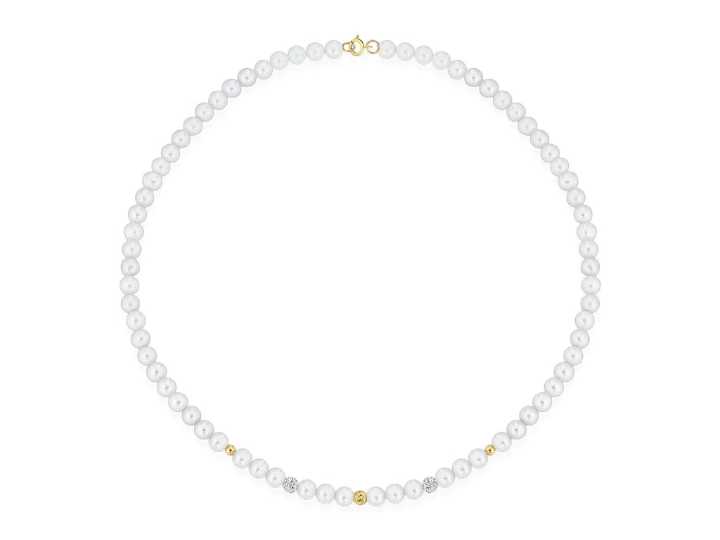Collana perle Kioto con sfere argentate e dorate