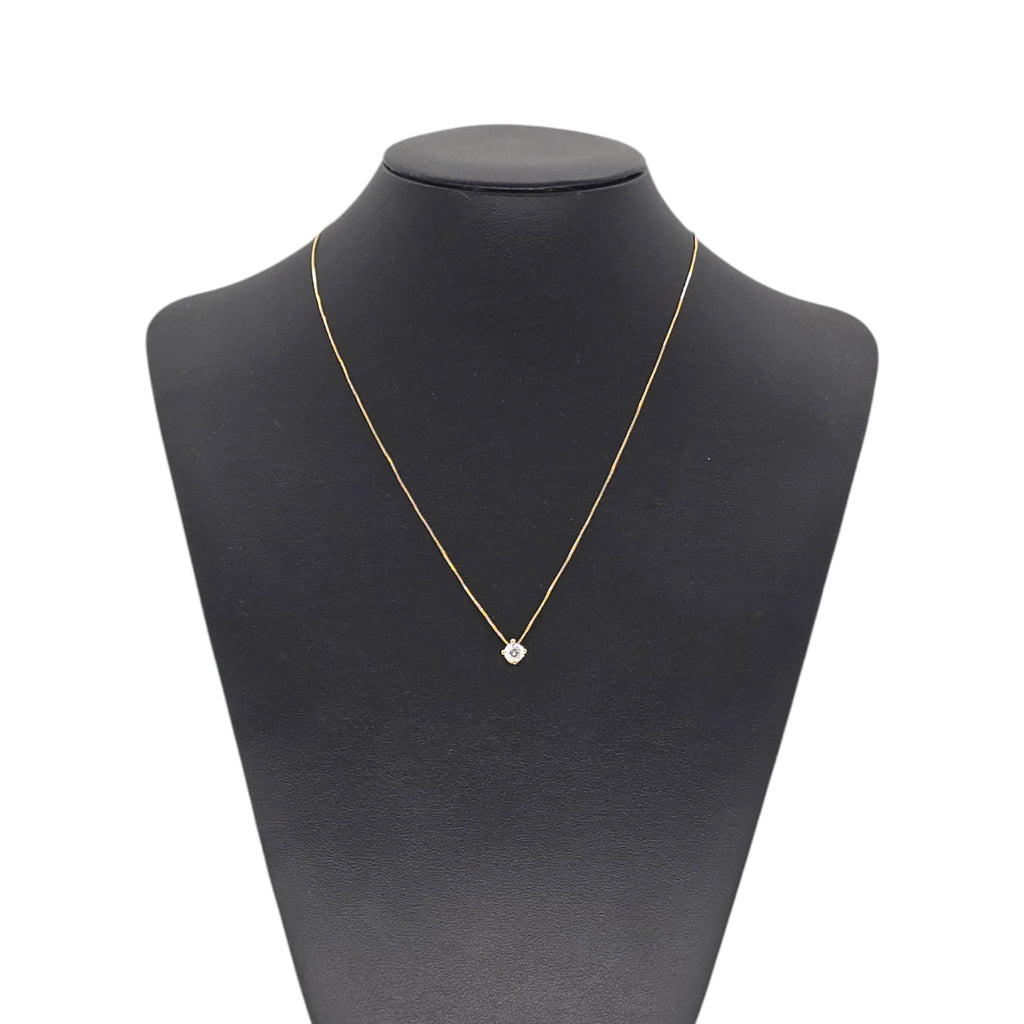 Damen-Halskette mit Zirkonia-Solitär aus 18 Karat Gold