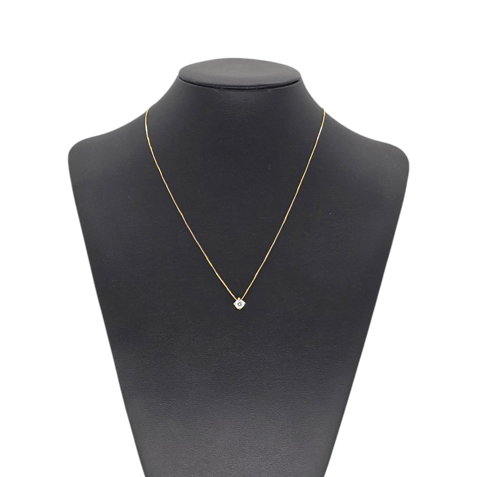 Damen-Halskette mit Zirkonia-Solitär aus 18 Karat Gold