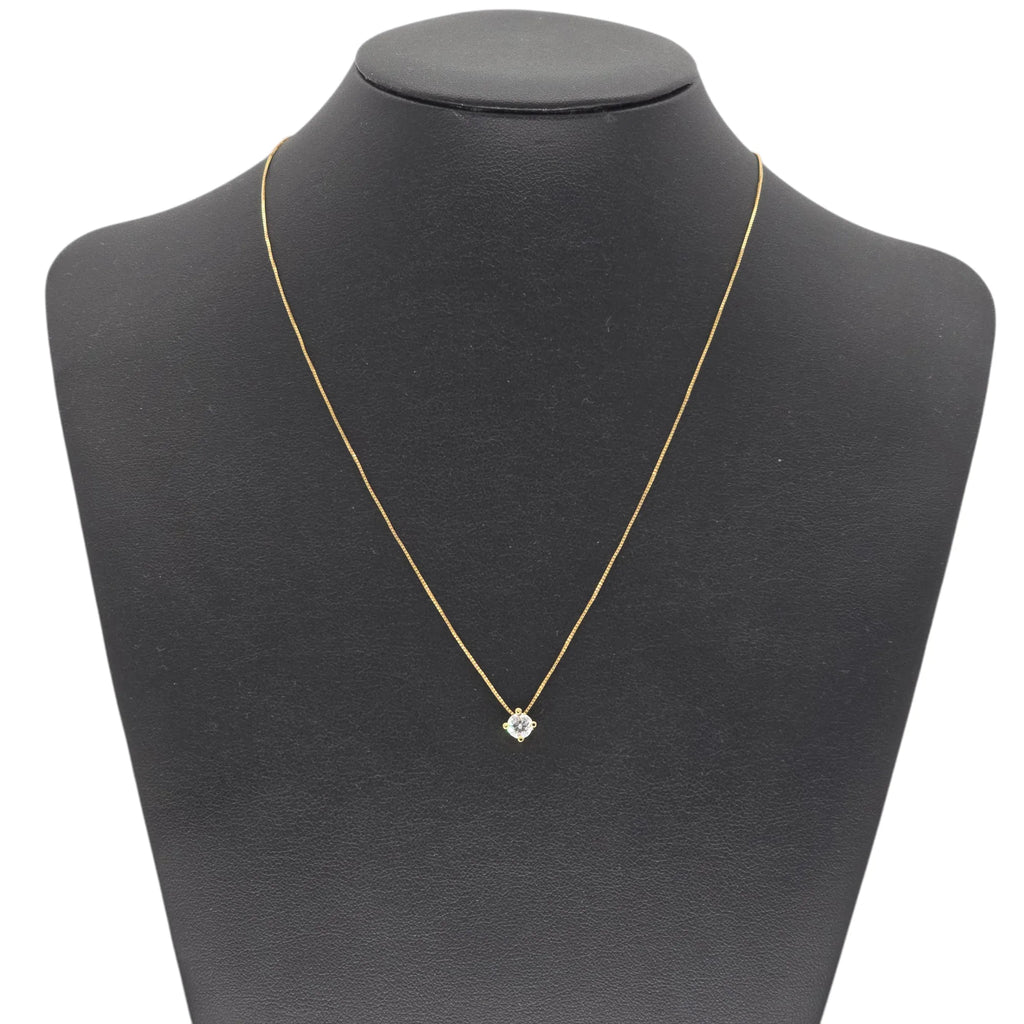 Damen-Halskette mit Zirkonia-Solitär aus 18 Karat Gold