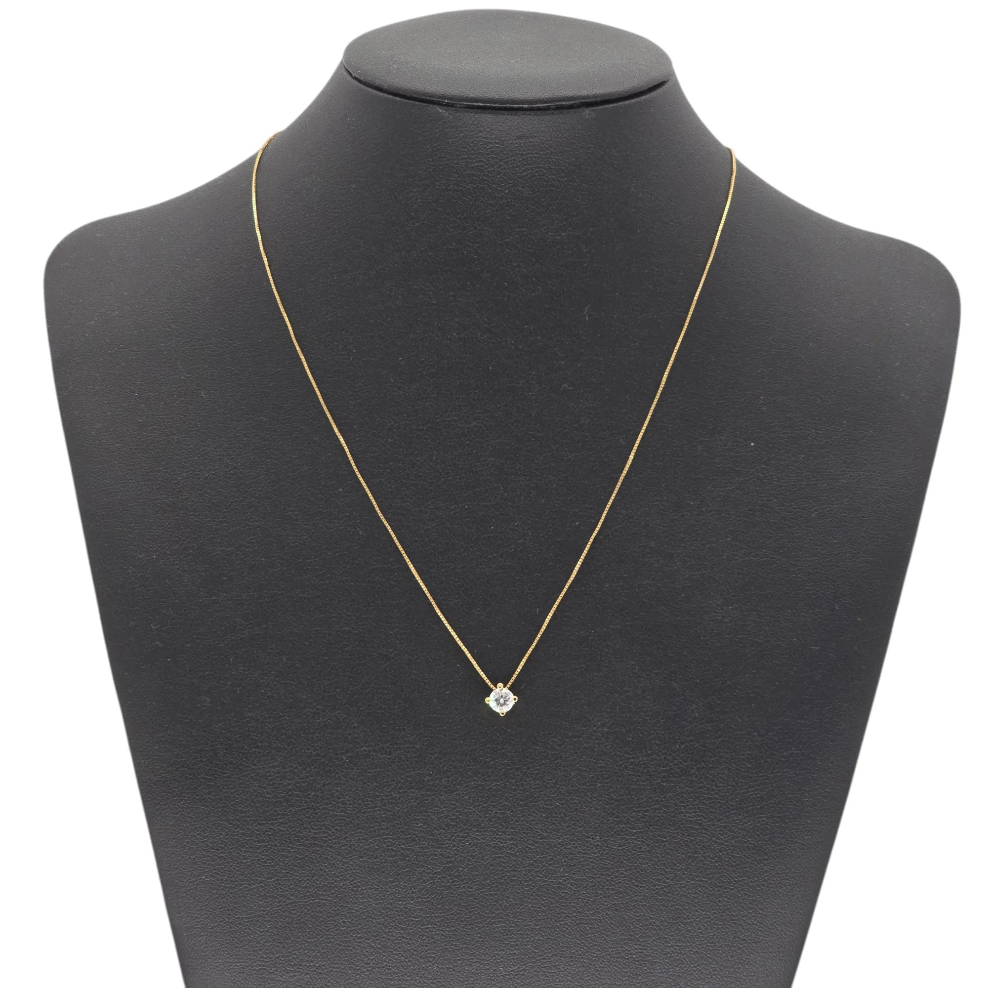 Damen-Halskette mit Zirkonia-Solitär aus 18 Karat Gold