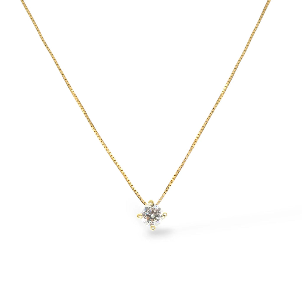 Damen-Halskette mit Zirkonia-Solitär aus 18 Karat Gold