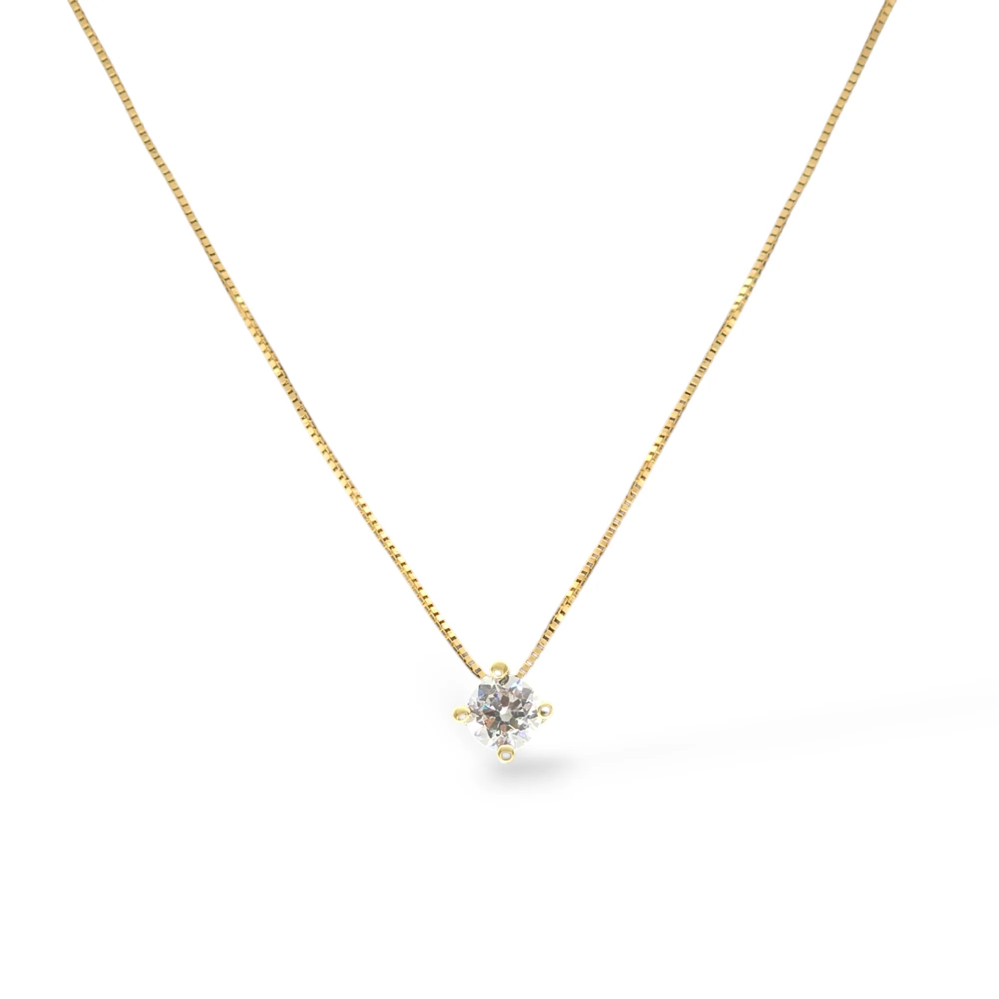 Damen-Halskette mit Zirkonia-Solitär aus 18 Karat Gold