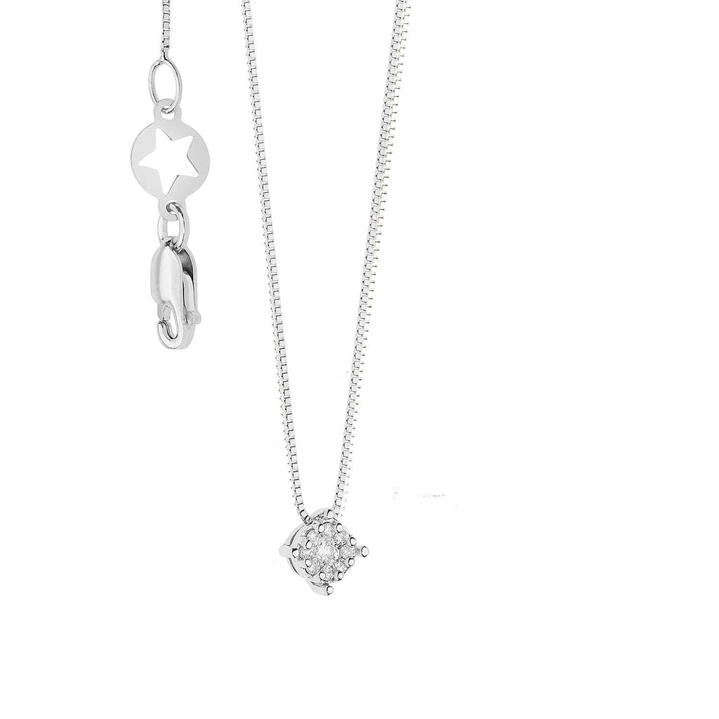 Collana punto luce donna oro bianco e diamanti gioielli Comete Rose di diamanti glb 1608