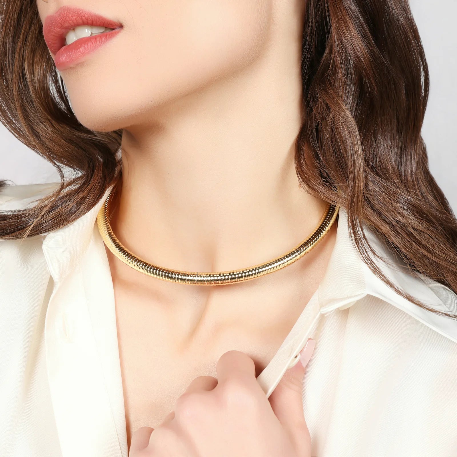 Collana rigida Tubogas dorata Unoaerre donna 2854