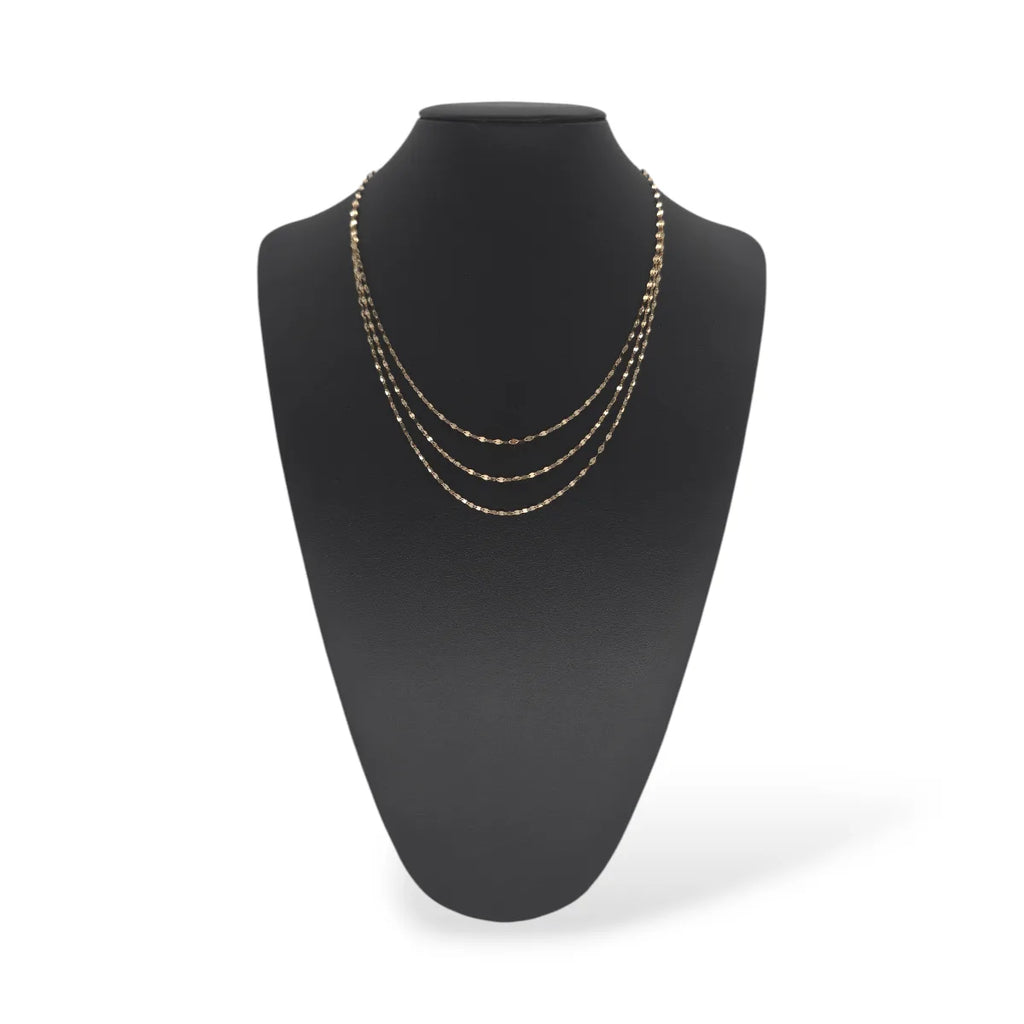 Collana specchiata a tre fili in oro giallo 18kt