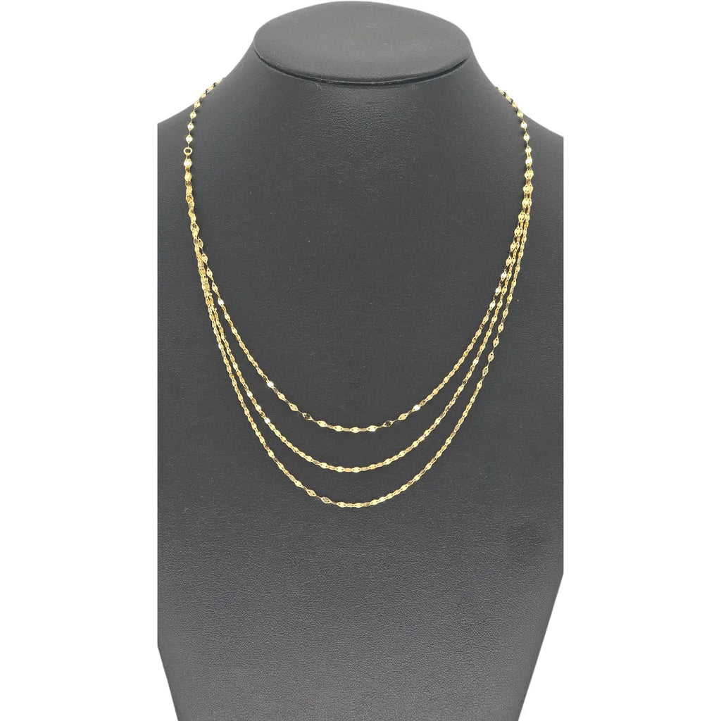Collana specchiata a tre fili in oro giallo 18kt