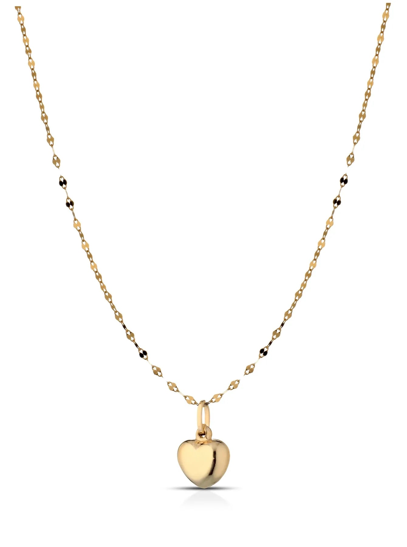 Collana specchiata in oro giallo 18kt con cuore