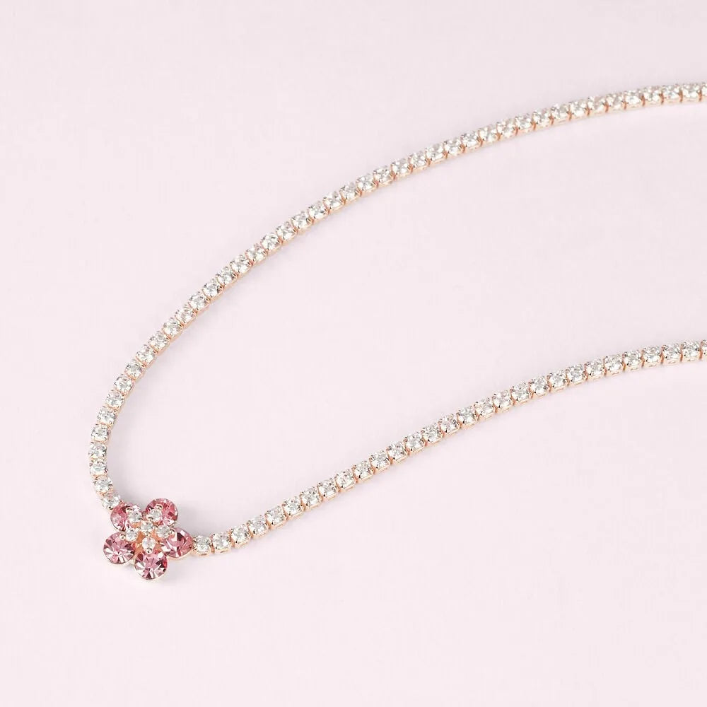 Collana tennis Stroili con fiore e zirconi bianchi