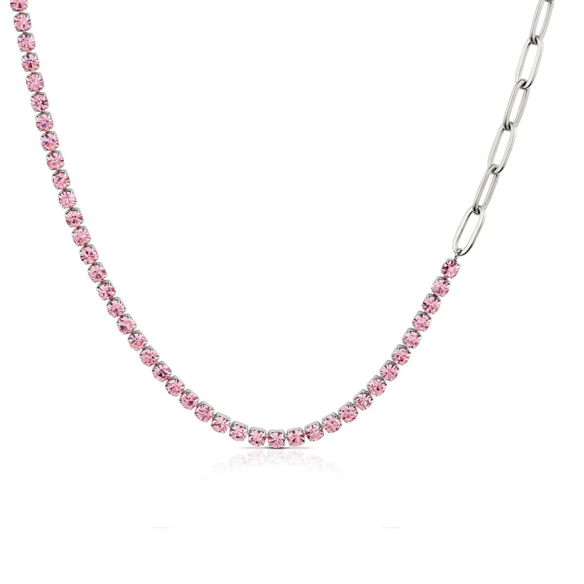 Collana tennis donna Ops in acciaio con zirconi rosa opscl-942