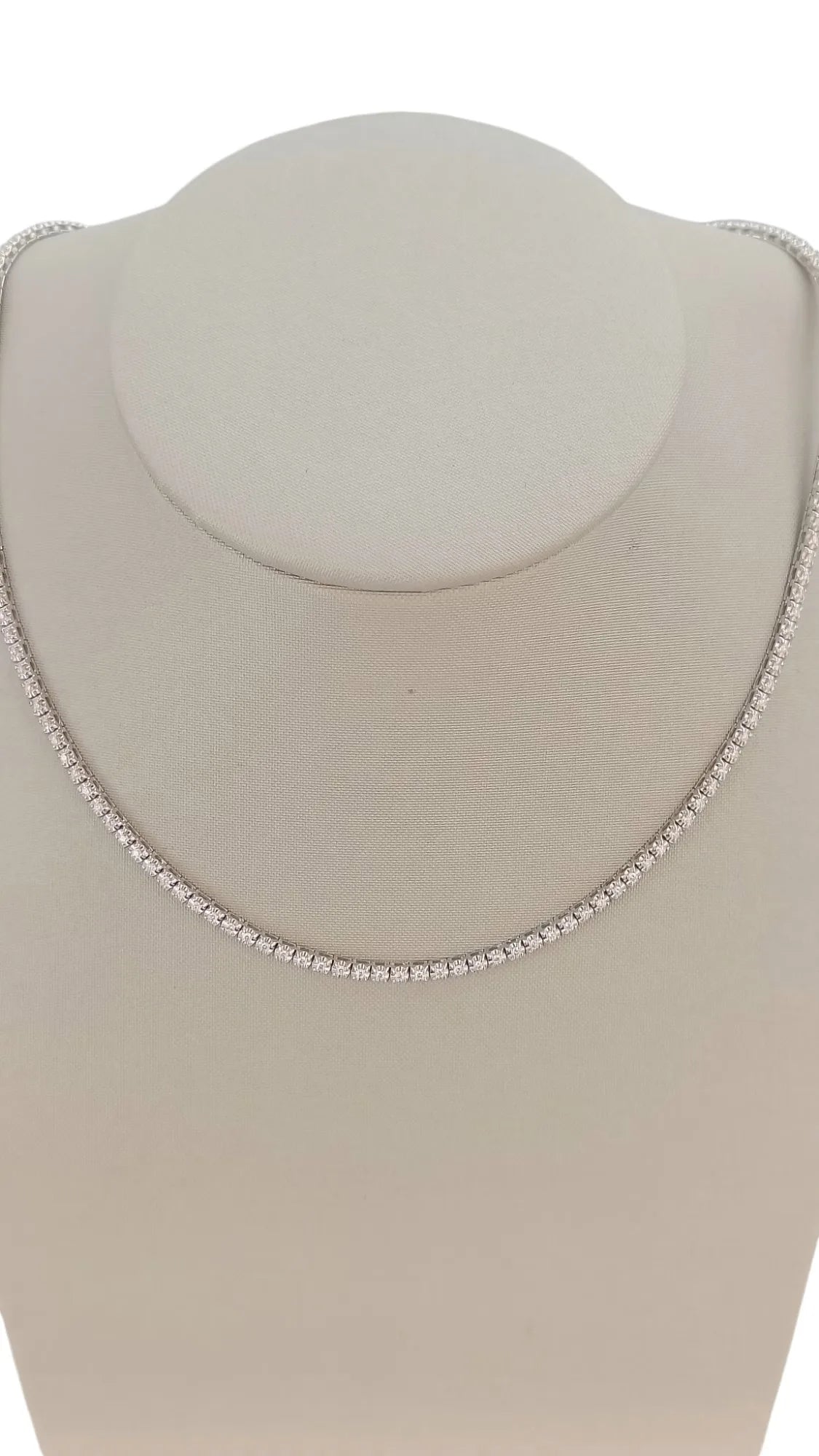 Damen-Tenniskette, geradlinig, aus 18 Karat Weißgold mit Diamanten