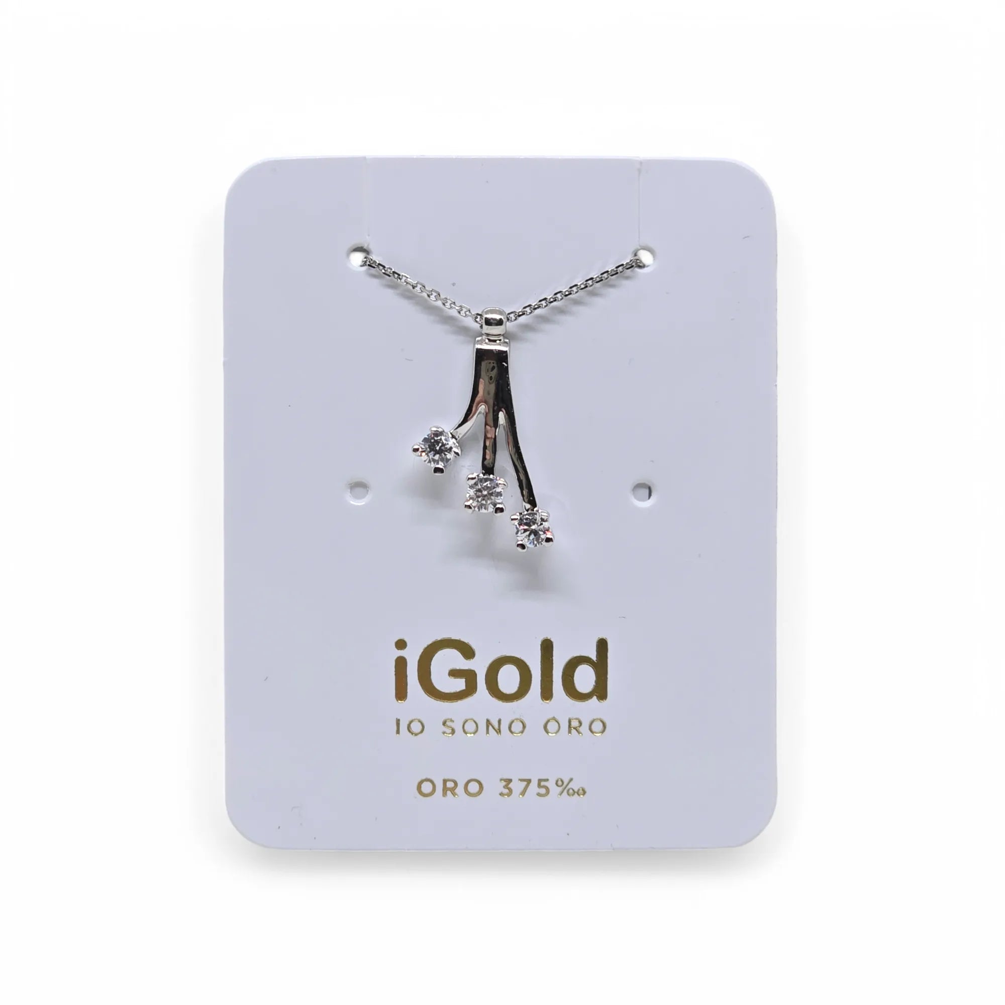 Collana trilogy in Oro Bianco 9kt 375 con zirconi bianchi