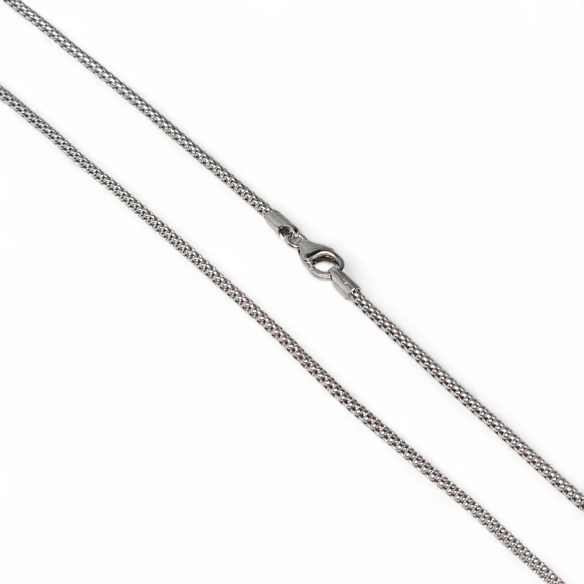 Unisex-Halskette aus 18 Karat Weißgold mit Kordelkette, 70 cm
