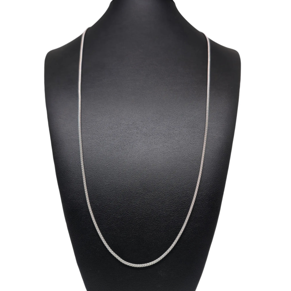 Unisex-Halskette aus 18 Karat Weißgold mit Kordelkette, 70 cm