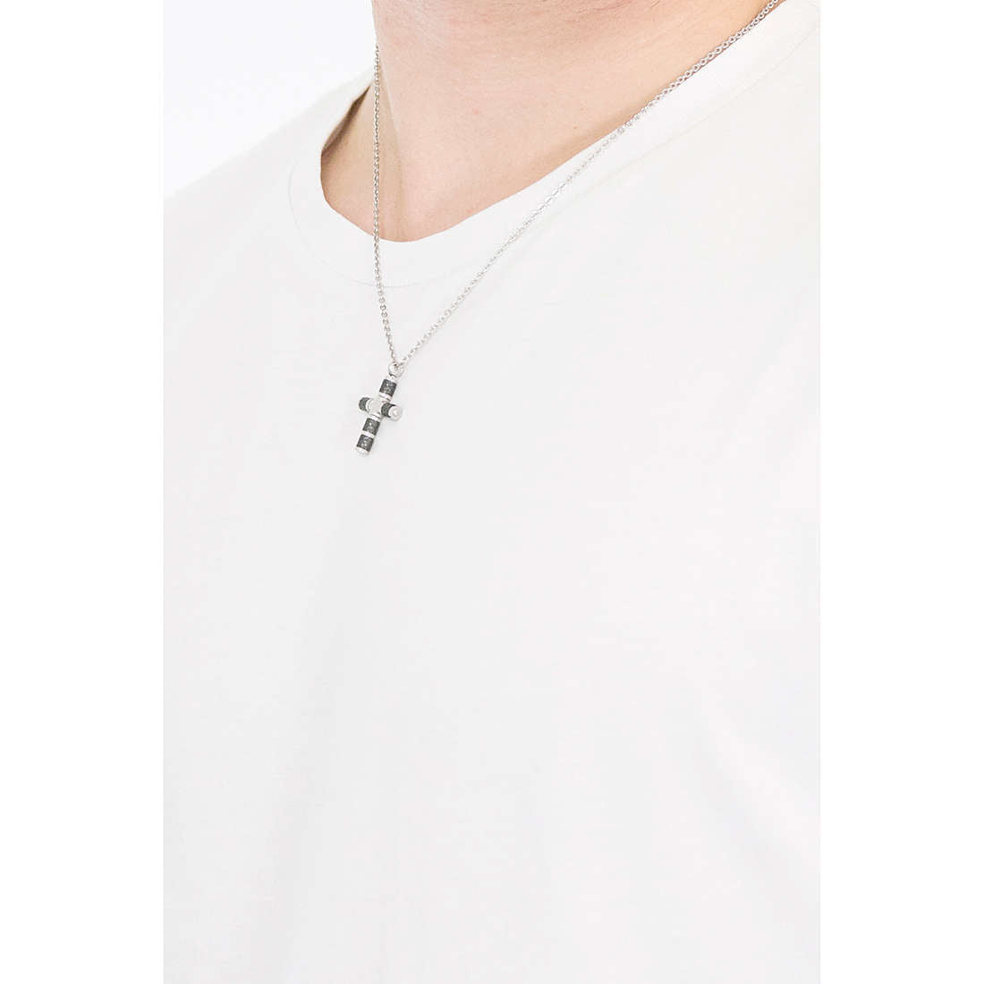 Collana uomo gioielli Comete Texture con croce ugl 681