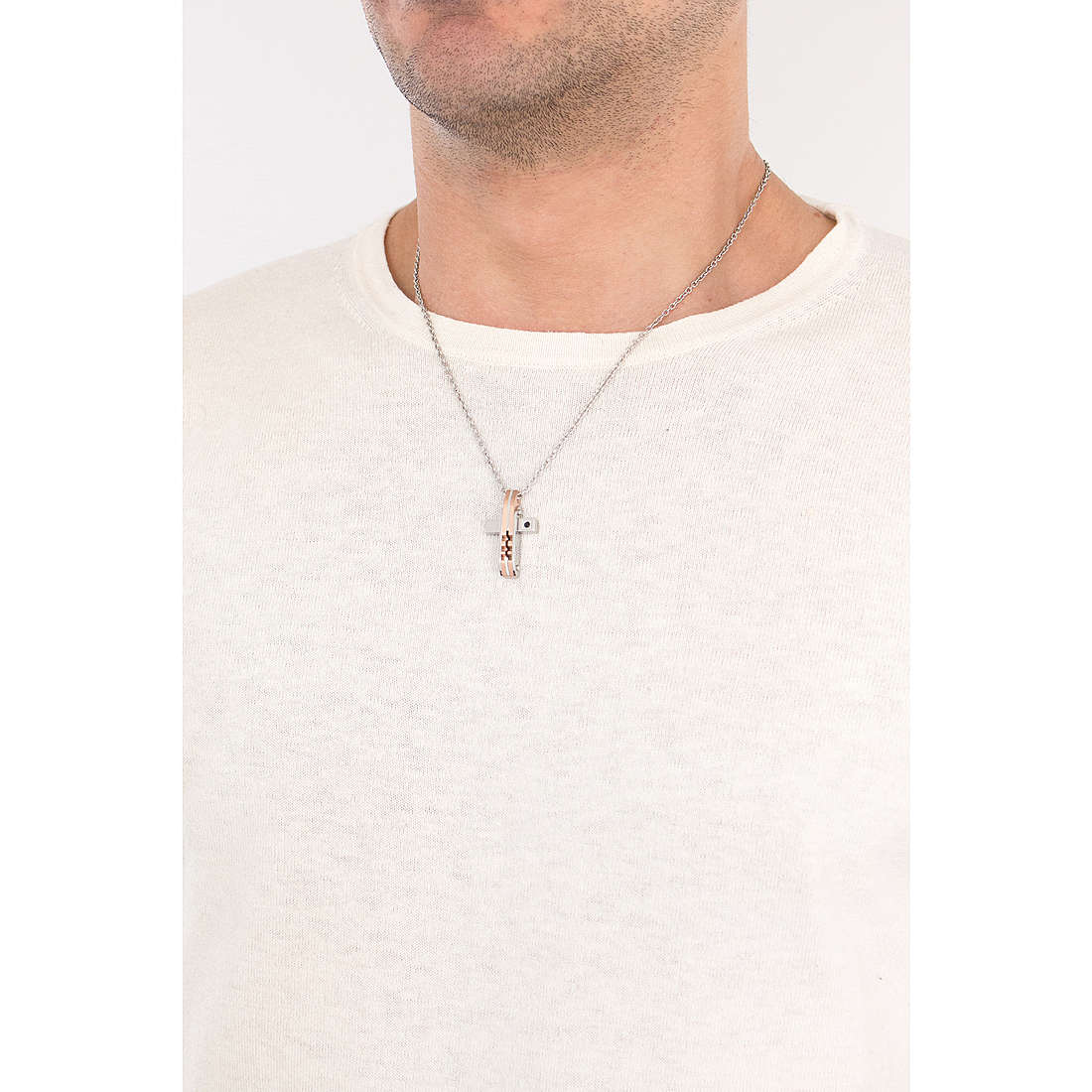 Collana uomo gioielli Sector spirit con croce in acciaio szq10