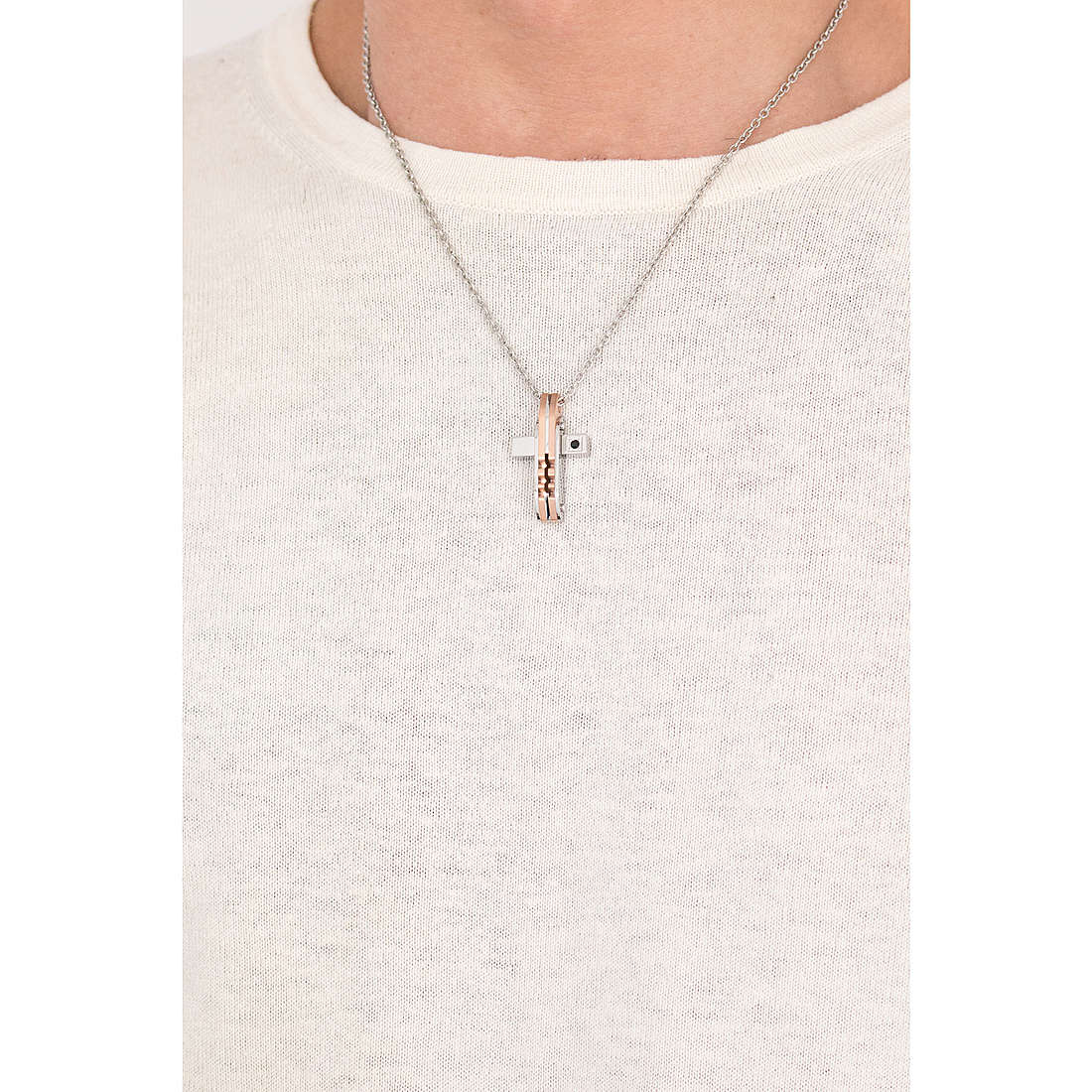 Collana uomo gioielli Sector spirit con croce in acciaio szq10