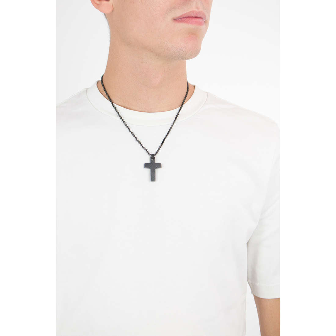 Collana uomo gioielli Sector strong con croce in acciaio saij11