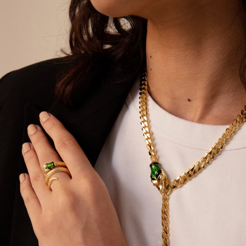 Collier di catena grumetta con serpente Unoaerre donna 2121