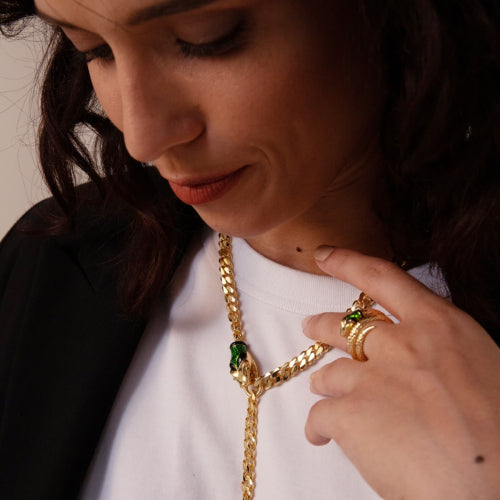 Collier di catena grumetta con serpente Unoaerre donna 2121