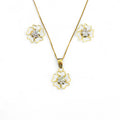 Completo donna / bambina collana e orecchini fiore in oro giallo 18 kt